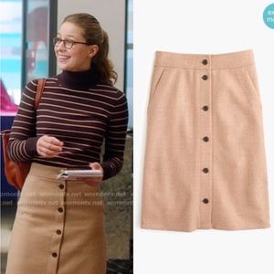 J. Crew | Button Front Skirt In Double Serge Wool